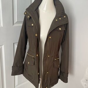 Like new! Stylish Olive Green Jacket with Gold Accents